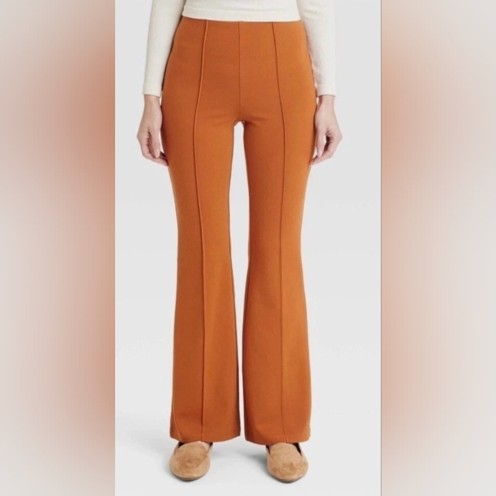 Rust/Orange Flared Pull-on Pants